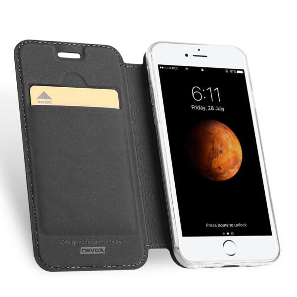 Nevox Vario Series Bookcase für das Apple iPhone SE 2022/2020/8/7 - Basaltgrau