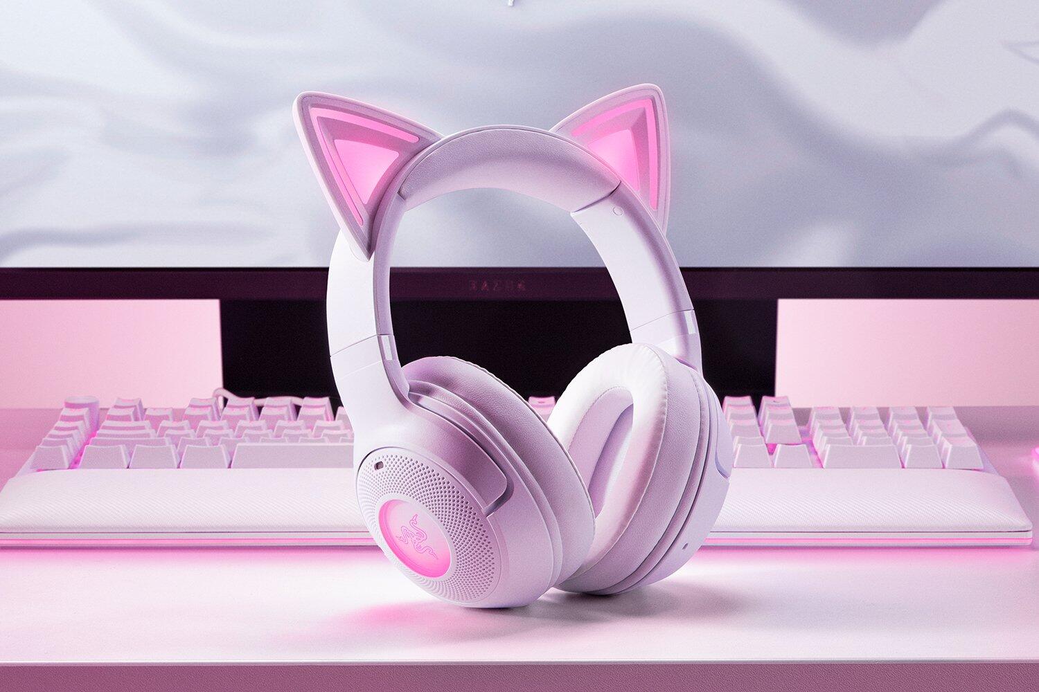 Razer Kraken Kitty V2 BT Kabelloses Bluetooth RGB-Headset mit Katzenohren, weiß