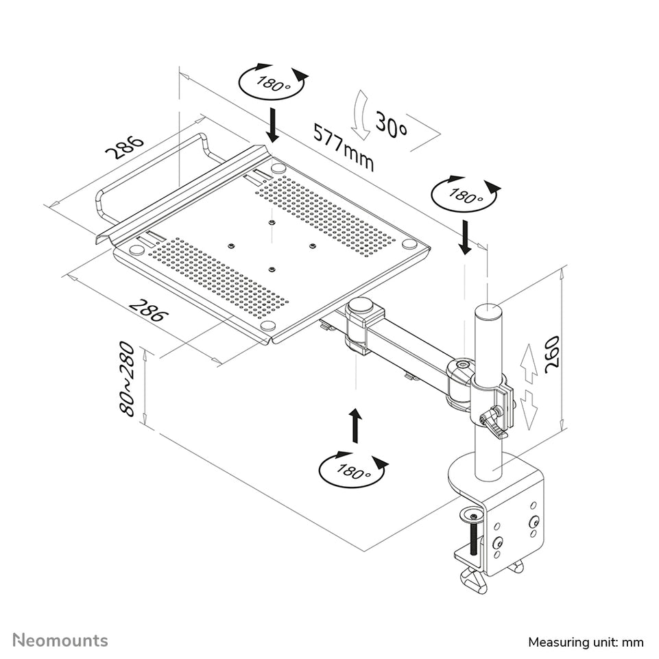 Neomounts Notebook-Tischhalterung 2Gelenke max.10Kg schwarz