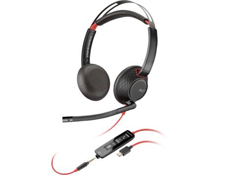 Poly Blackwire 5220 USB-C Stereo-Headset + 3.5-mm-Stecker + USB-C/A-Adapter