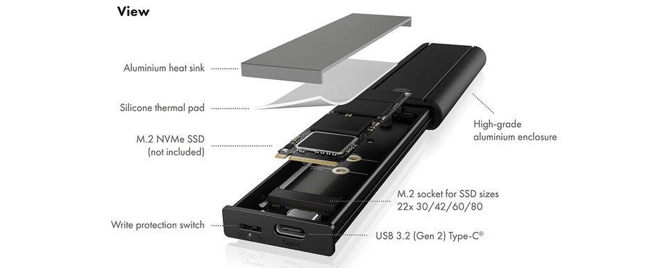 Externes Geh. IcyBox USB Type-C  Gehдuse fьr M.2 NVMe SSD