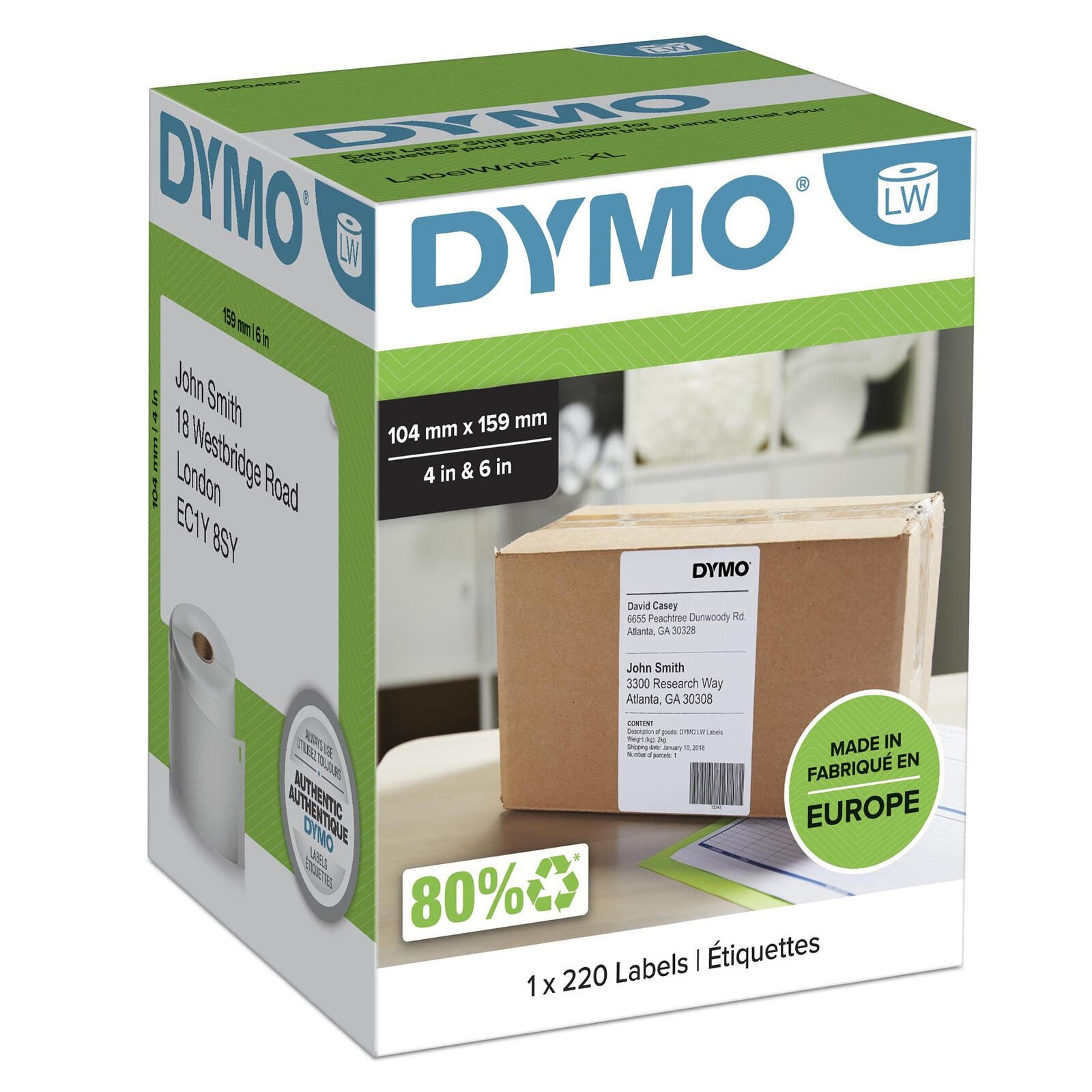 DYMO® Original Etikett für LabelWriter™, Versandaufkleber - weiss - permanent, 1 x 220 Etiketten, für LW 4XL & 5XL