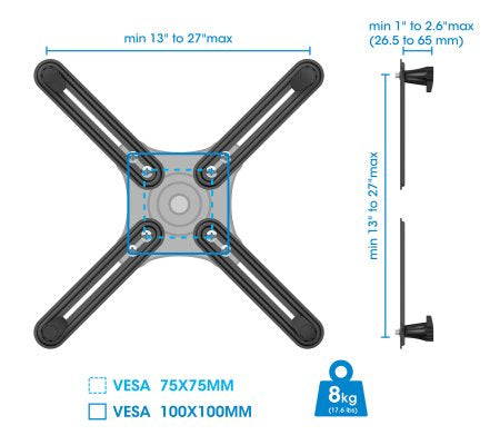 MANHATTAN VESA-Adapter Set Fьr Monitore ohne VESA-Bohrungen