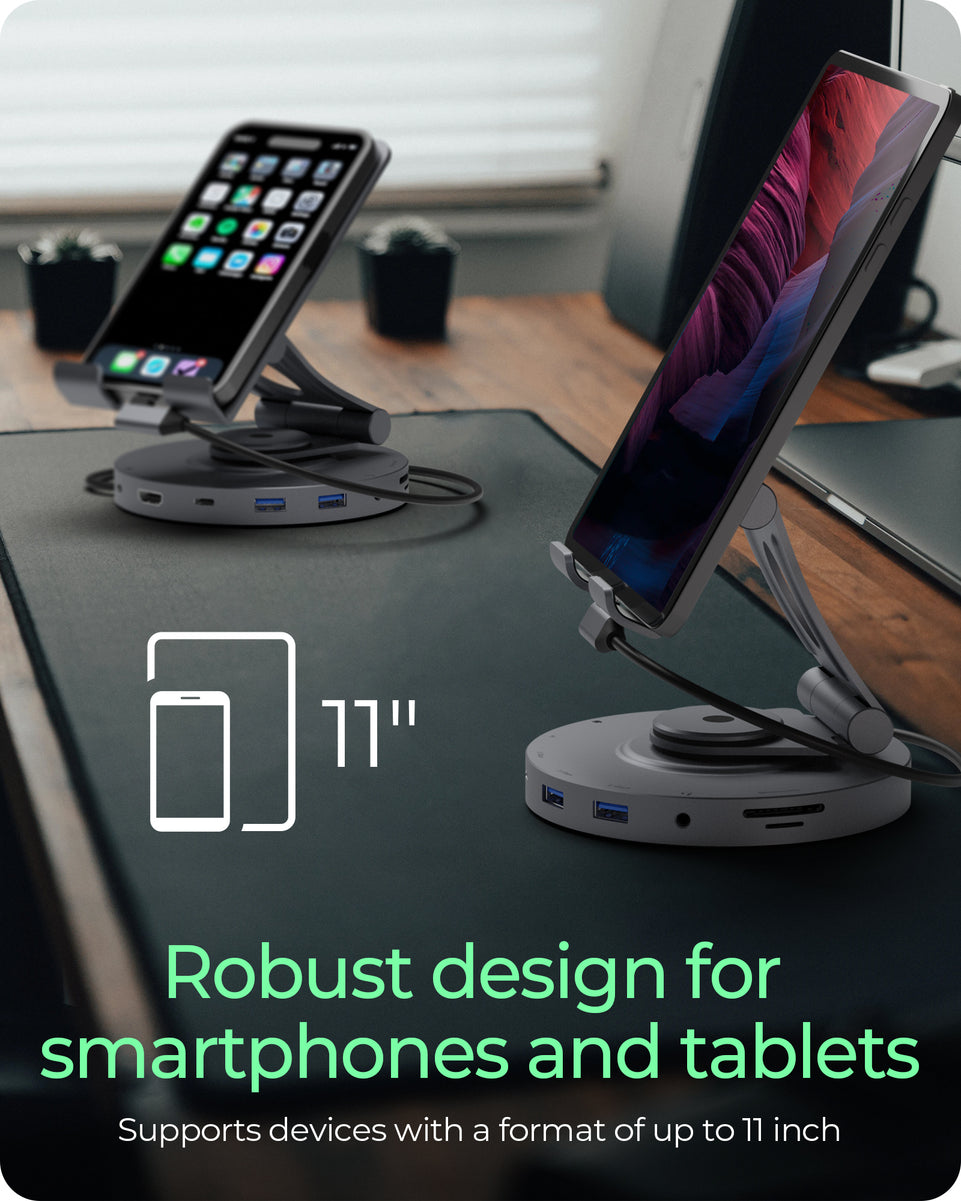 Tablethalter IcyBox drehbar mit USB Type-C Dockingstation retail