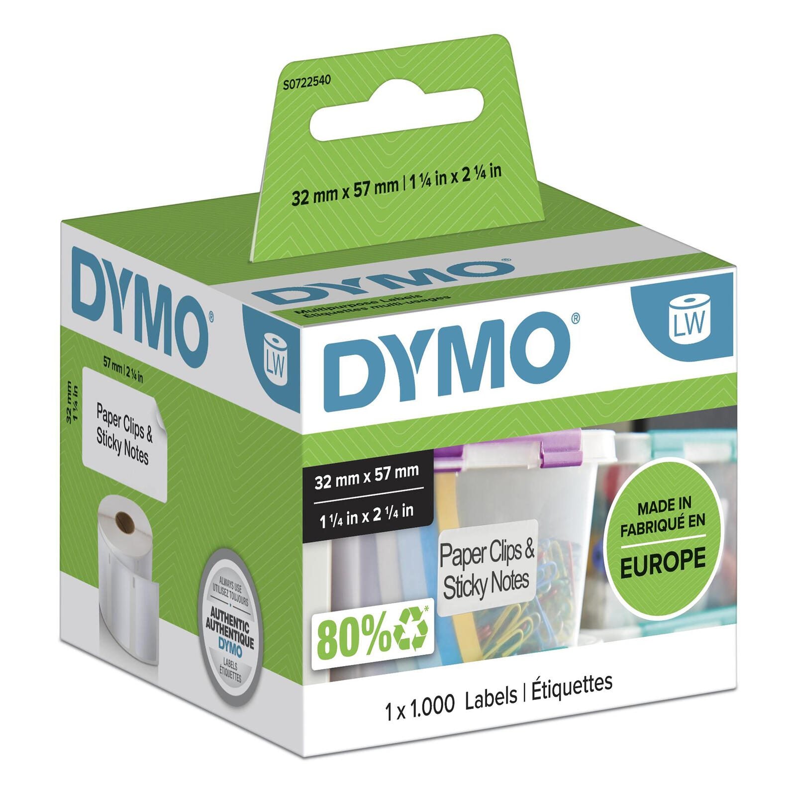 DYMO® Original Etikett für LabelWriter™, Vielzweck - weiss - wiederablösbar, 1 x 1.000 Etiketten