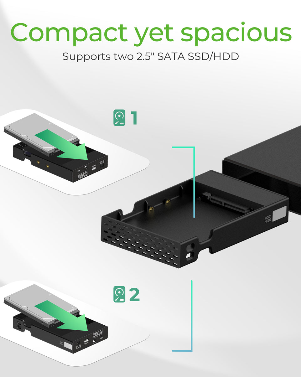 Geh. IcyBox USB 3.2(Gen2) 2x2,5" SATA SSD IB-RD2253-C31 retail