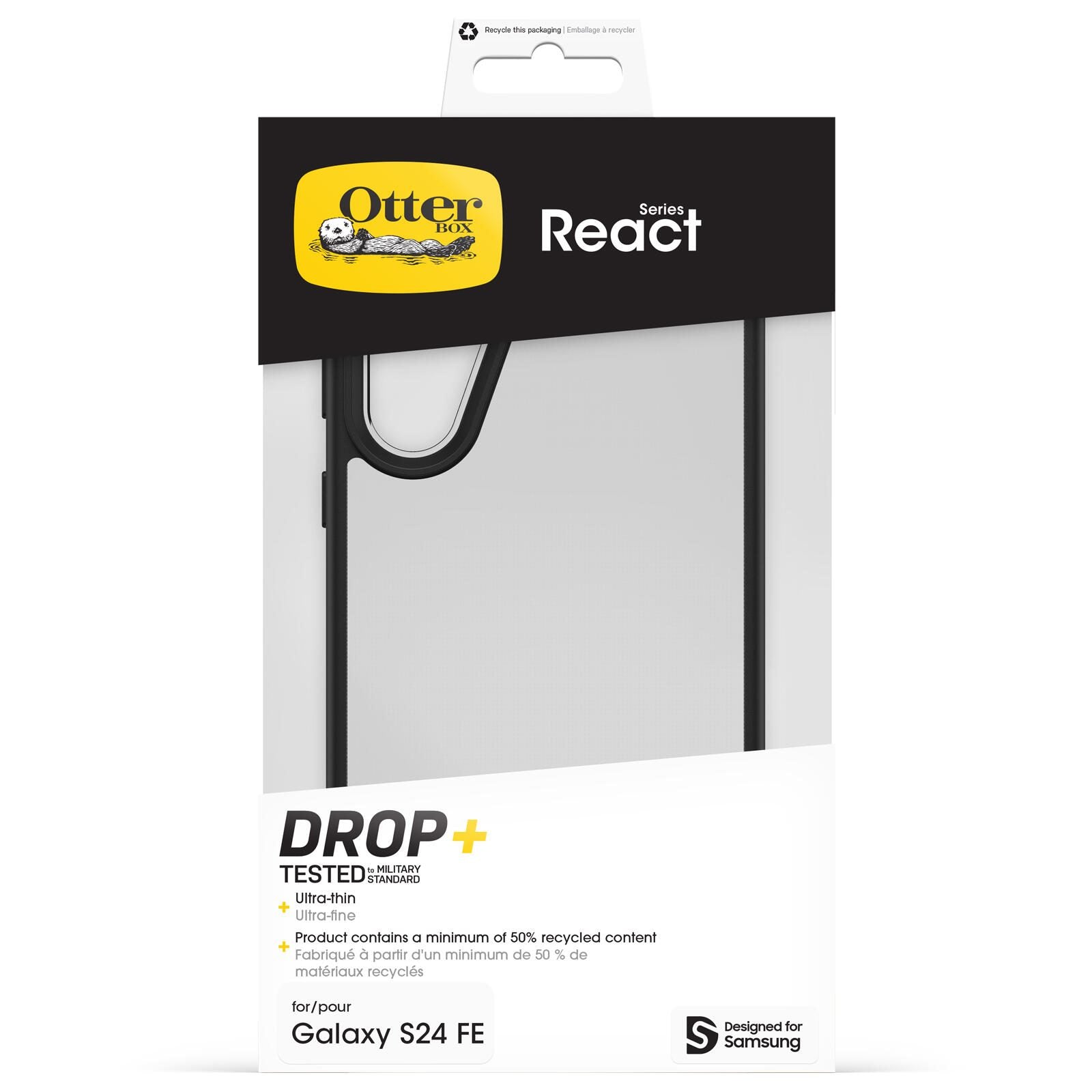 OtterBox React Schutzhülle für Samsung Galaxy S24 FE Black Crystal - transparent/schwarz
