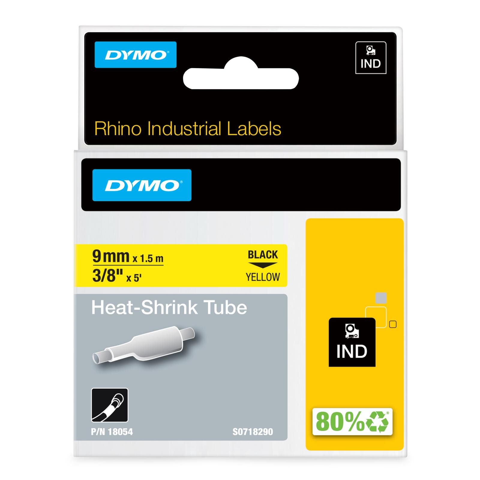 DYMO® Original IND-Heißschrumpfschlauch für Rhino, Polyolefin - schwarz auf gelb