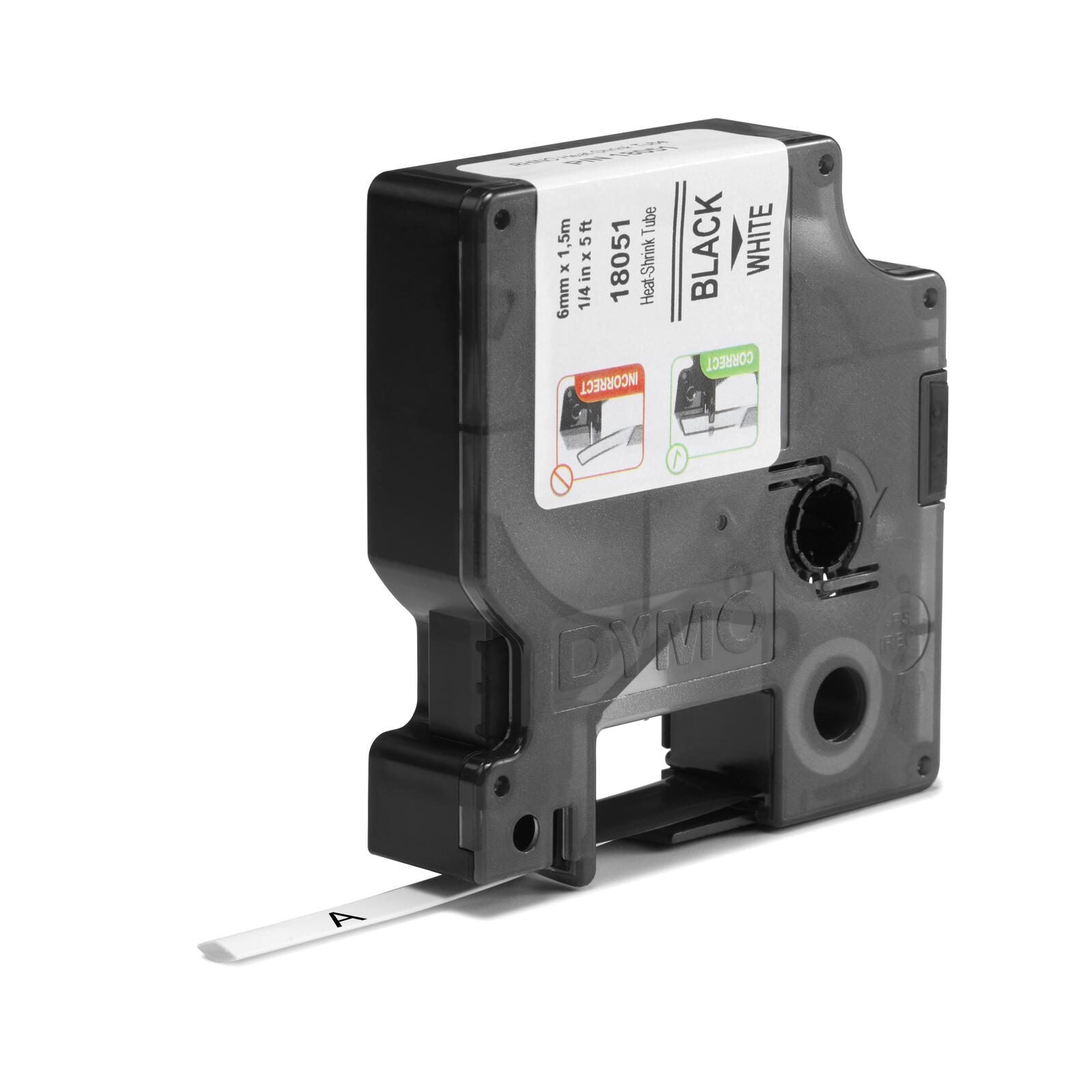 DYMO® Original IND-Heißschrumpfschlauch für Rhino, Polyolefin - schwarz auf weiss