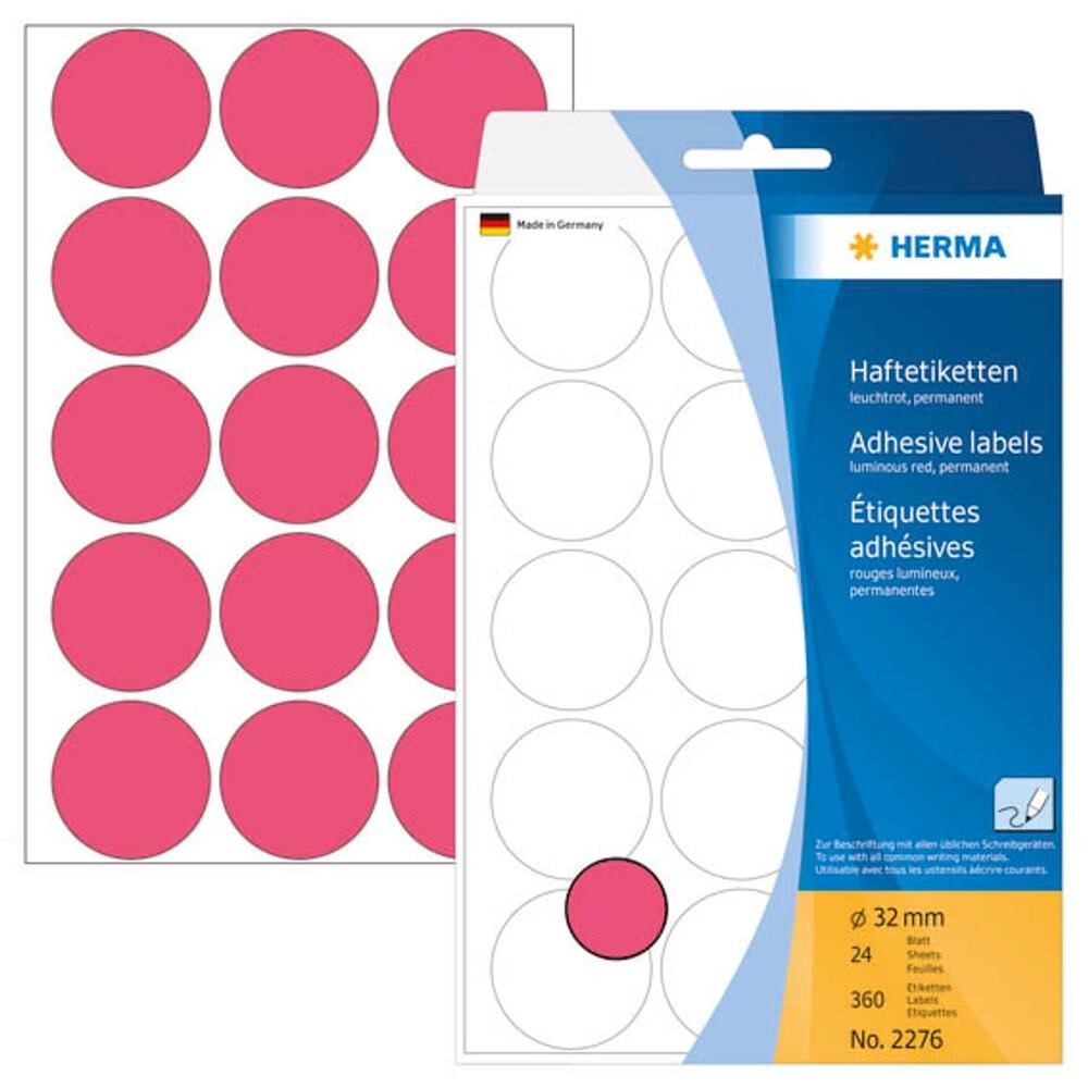 HERMA Klebepunkte Ø 32,0 mm leuchtrot