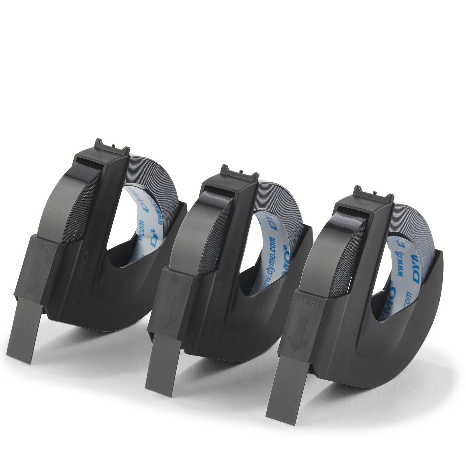 DYMO® Original Prägeband-StarterSet für OMEGA und JUNIOR, Plastik - 3 x glänzend schwarz