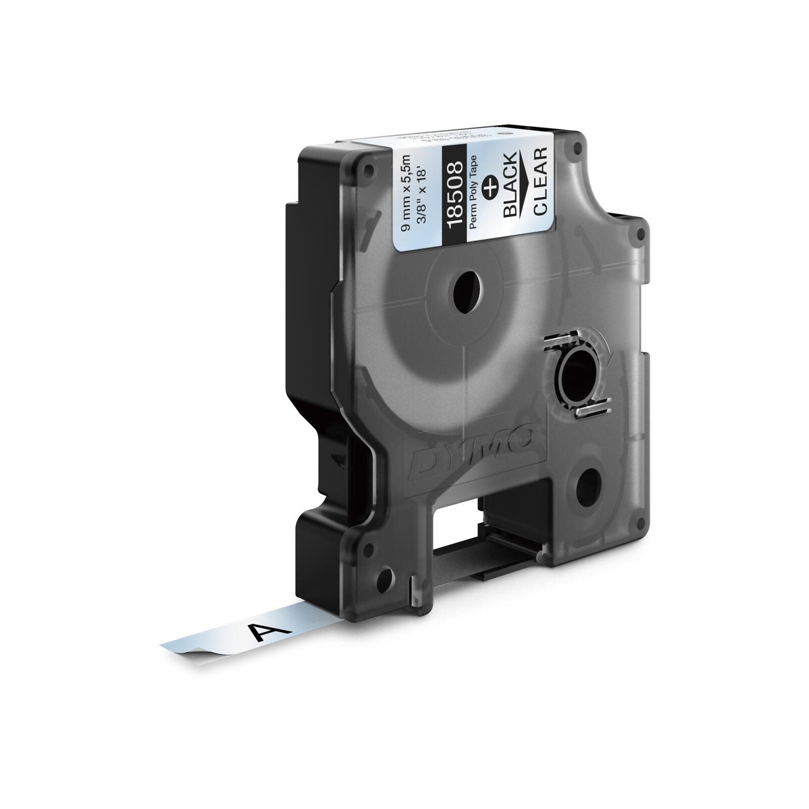 DYMO® Original IND-Schriftband für Rhino, Permanent Polyester - schwarz auf transparent