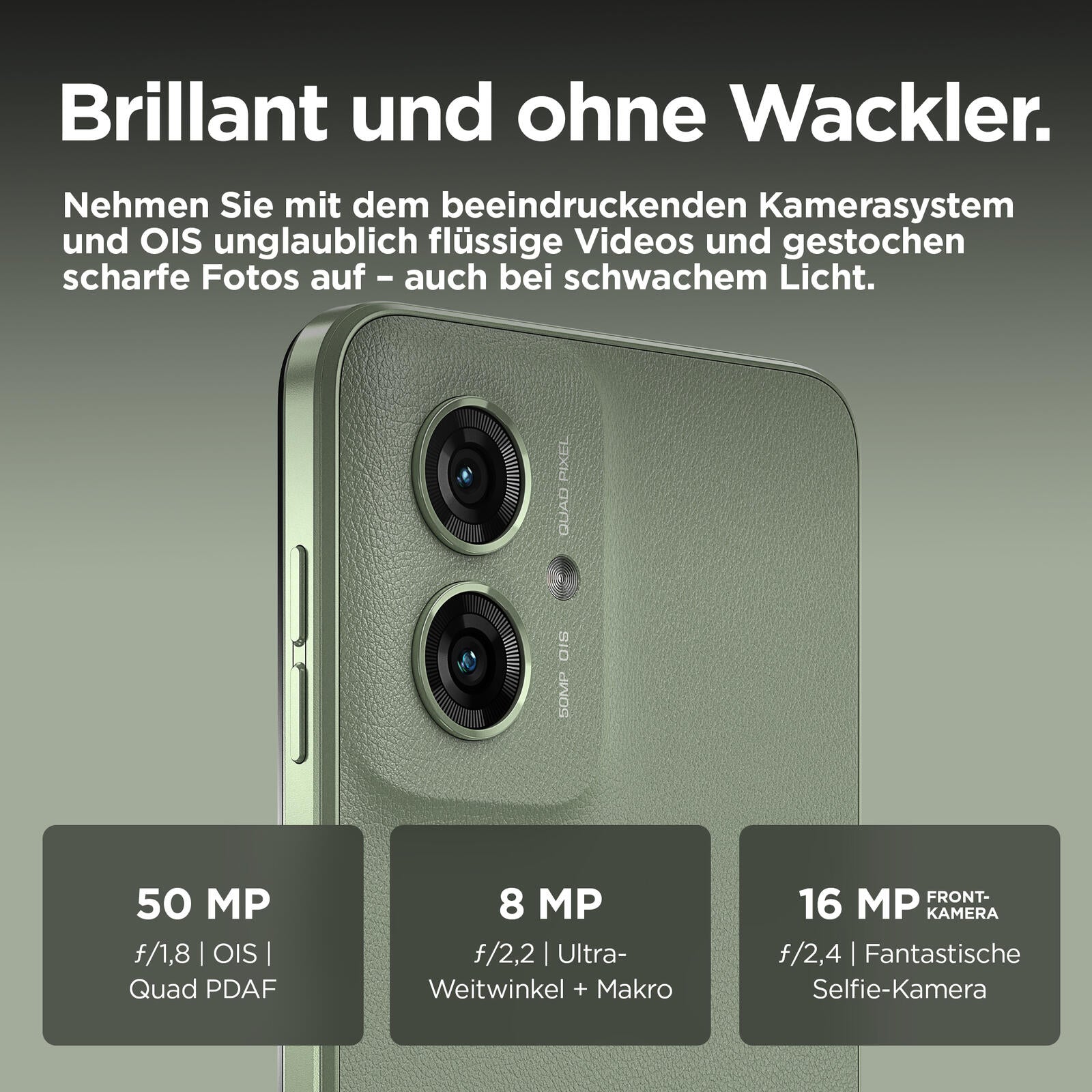 Motorola Moto G55 - 5G Smartphone 8GB/256GB (6.49'), rauchig grün