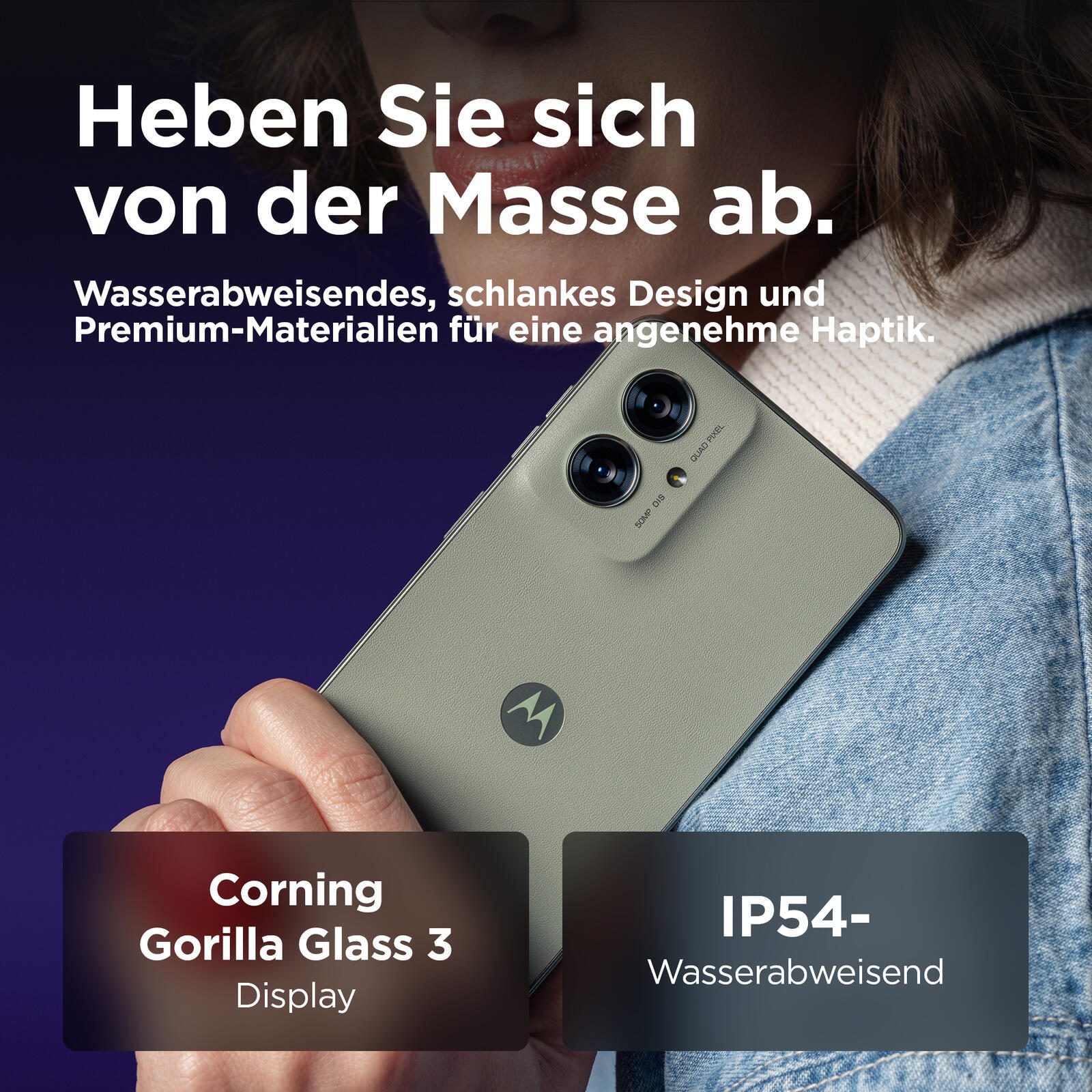 Motorola Moto G55 - 5G Smartphone 8GB/256GB (6.49'), rauchig grün