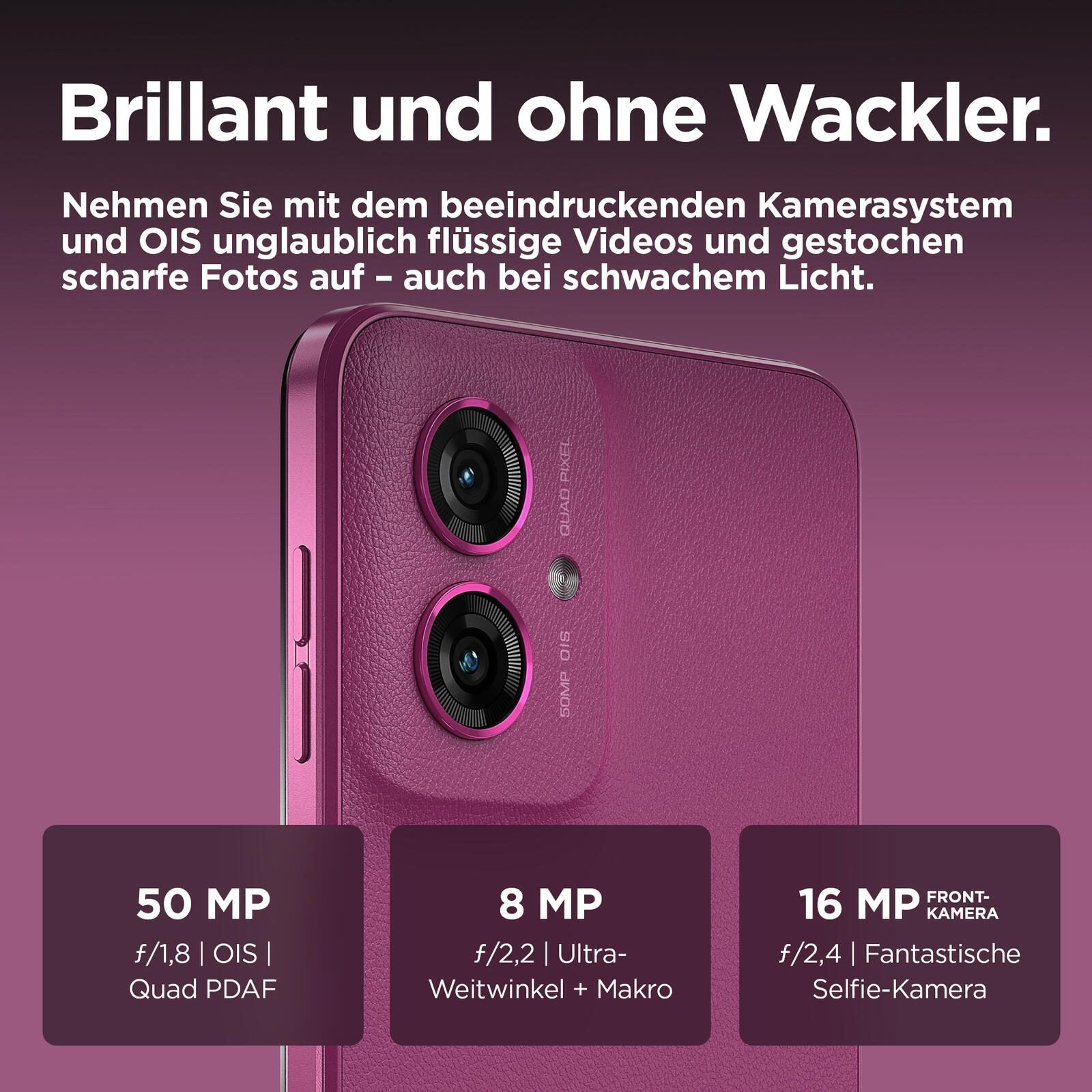 Motorola Moto G55 - 5G Smartphone 8GB/256GB (6.49'), Violett