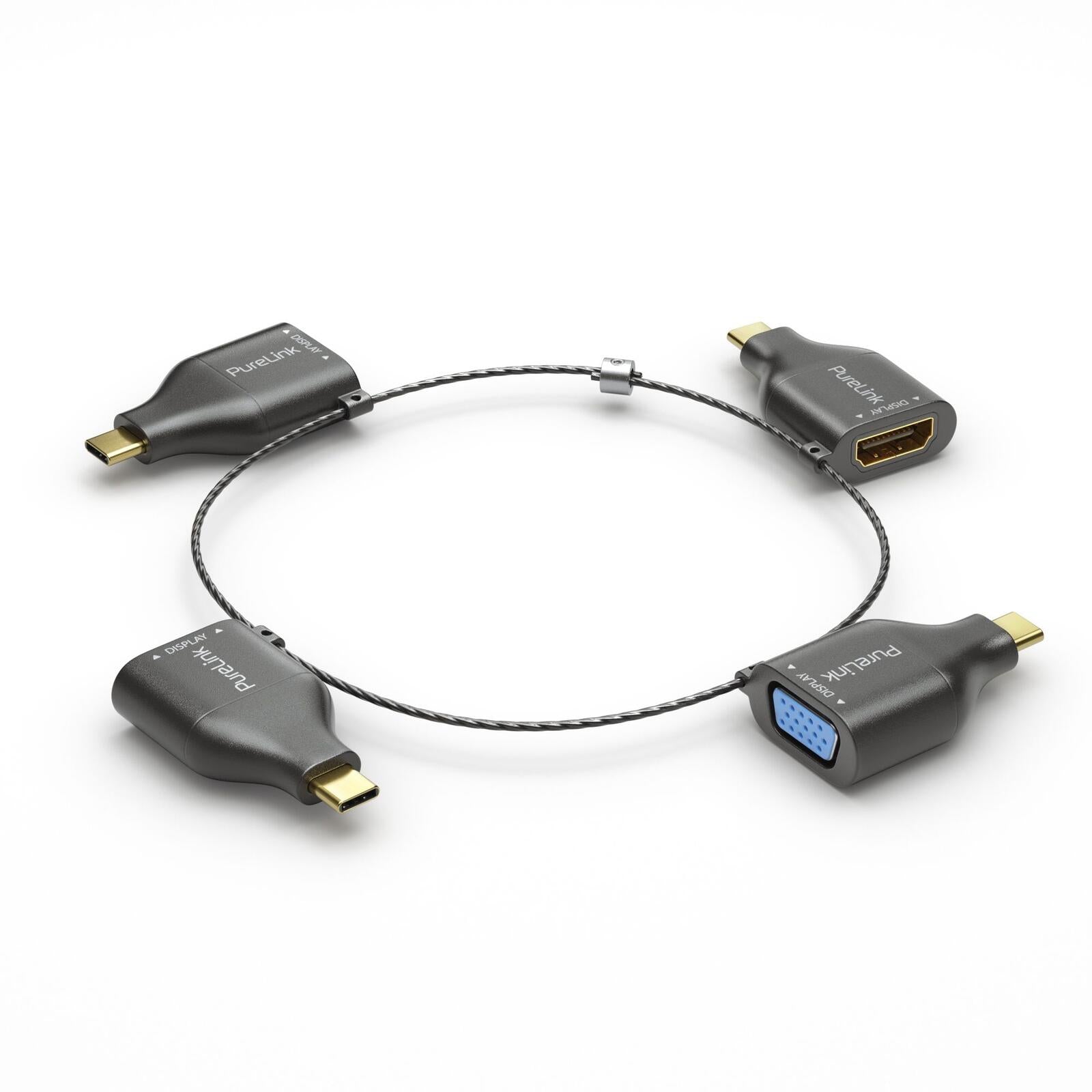 PureLink Adapter Ring Klein - 4x USB-C - USB-C > VGA/HDMI/miniDP/DP, gold plated, schwarz