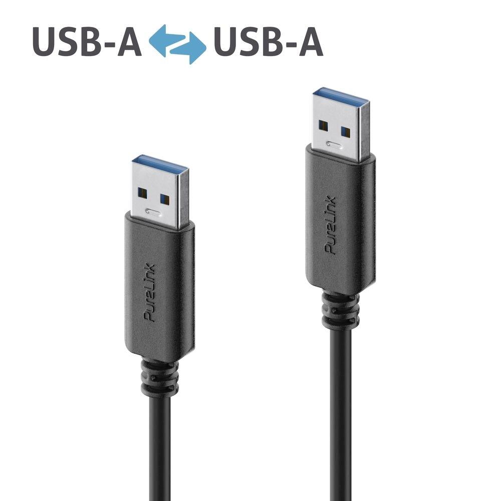PureLink USB-A auf USB-A Kabel - 3.1 Gen 2, 3A/5V/15W, 10G - iSerie - schwarz - 1,00m