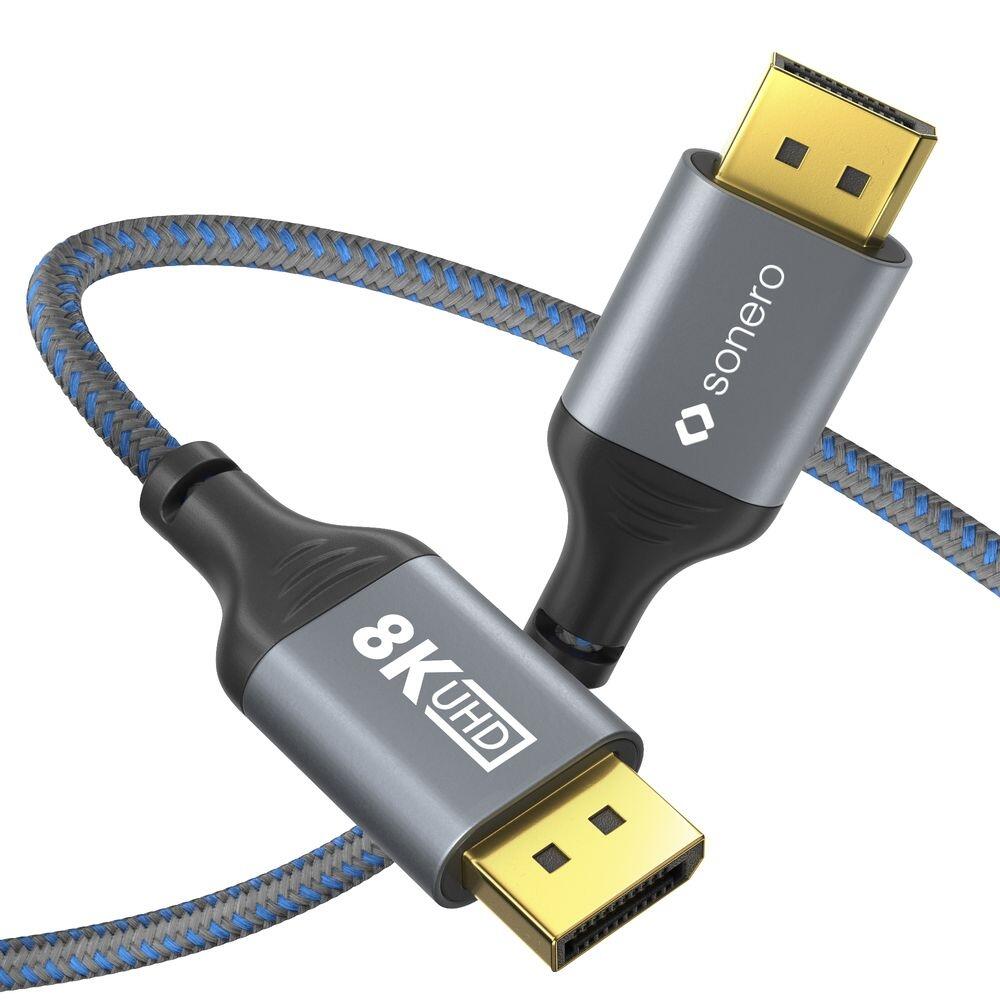 Sonero DisplayPort auf DisplayPort Kabel - 8K60 - grau/blau - 2,00m