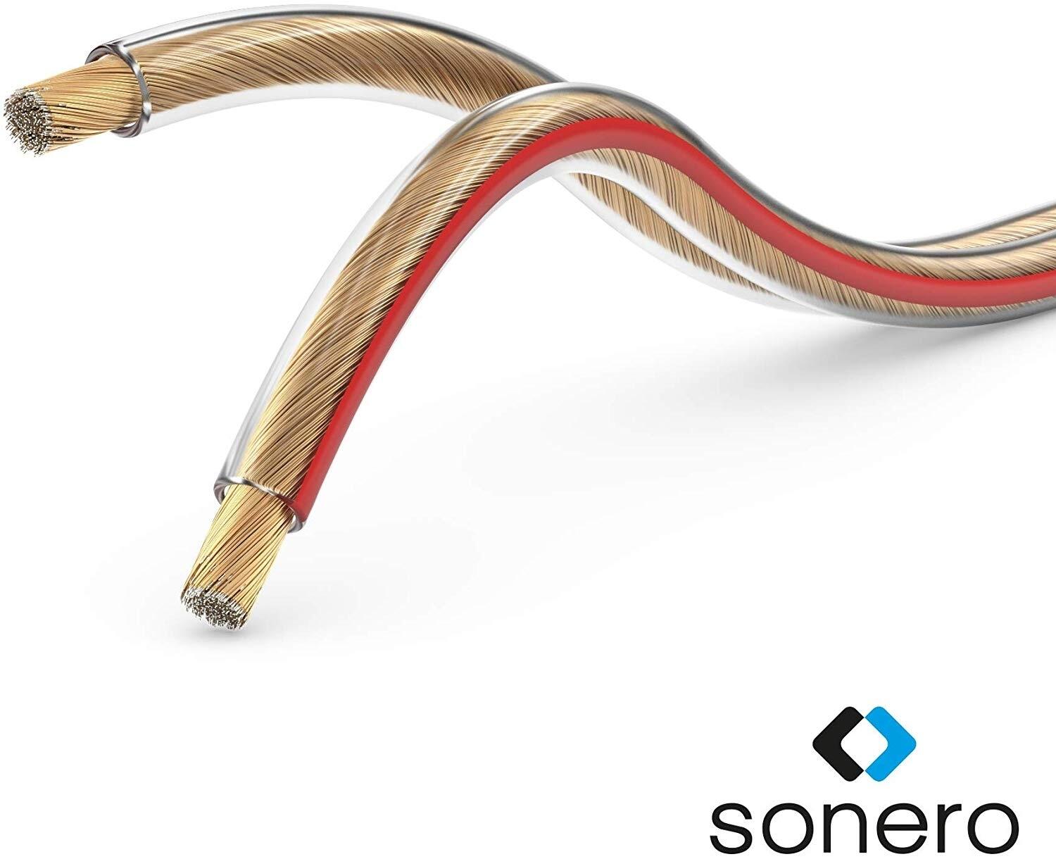 Sonero Lautsprecherkabel 2x1,5mm², CCA 25,0m, transparent