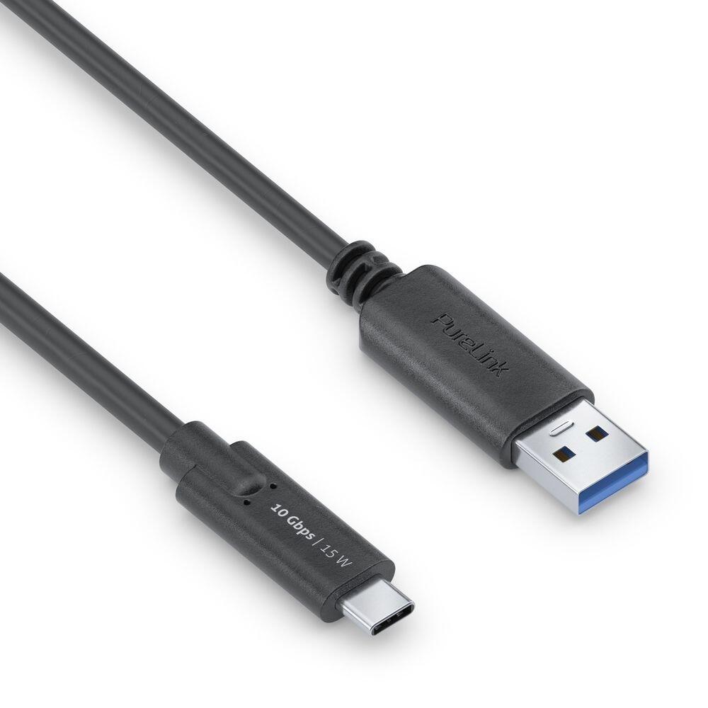 PureLink USB-C auf USB-A Kabel - 3.1 Gen 2, 3A/5V/15W, 10G - iSerie - schwarz - 0,50m