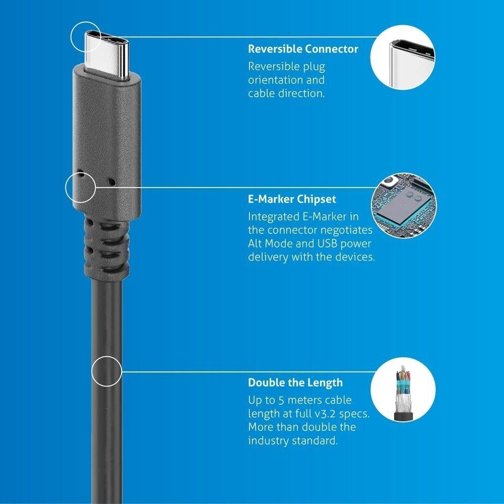 PureLink USB-C auf USB-C Kabel mit E-Marker - USB4 Gen2x2, 5A, 20Gbps - PureInstall 1,50m