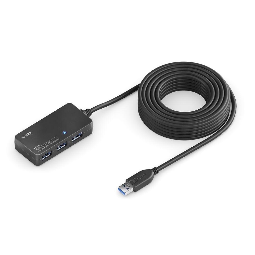 PureLink USB 3.1 Gen.1 Aktiv Verlängerung mit Hub - schwarz - 10,0m