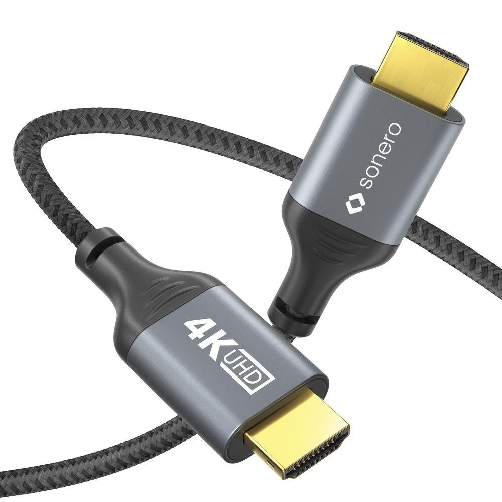 Sonero HDMI auf HDMI Kabel - 4K60 - grau/schwarz - 3,00m