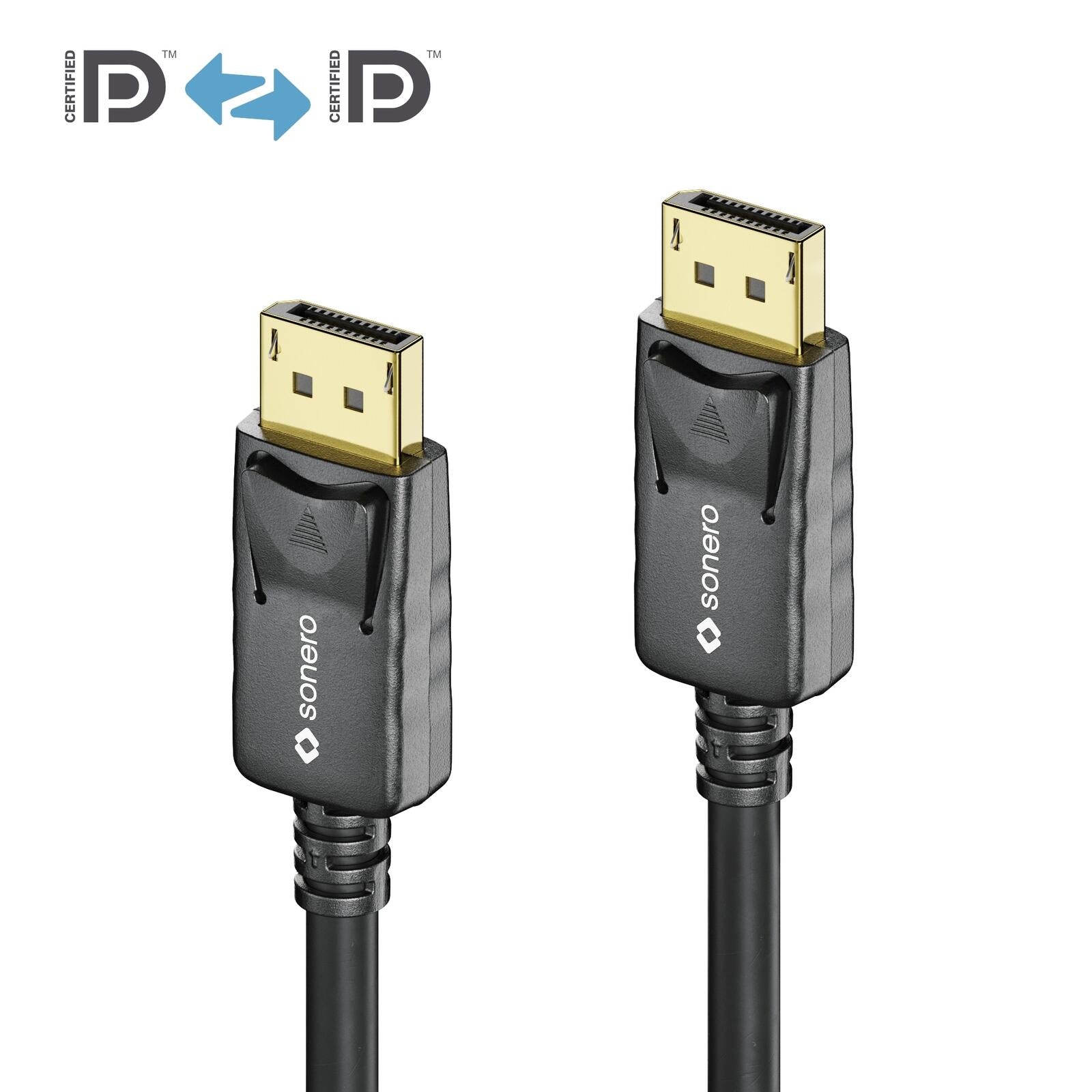 Sonero DisplayPort 1.2v Kabel, 4K60, 30AWG, schwarz, 1,00m