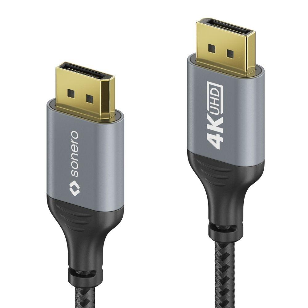 Sonero DisplayPort auf DisplayPort Kabel - 4K60 - grau/schwarz - 2,00m