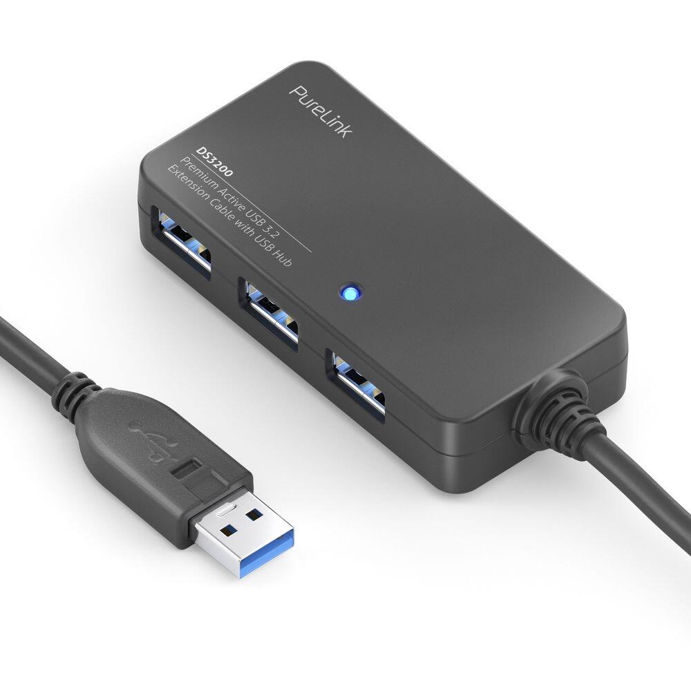PureLink USB 3.1 Gen.1 Aktiv Verlängerung mit Hub - schwarz - 10,0m