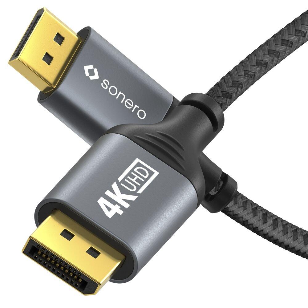 Sonero DisplayPort auf DisplayPort Kabel - 4K60 - grau/schwarz - 2,00m