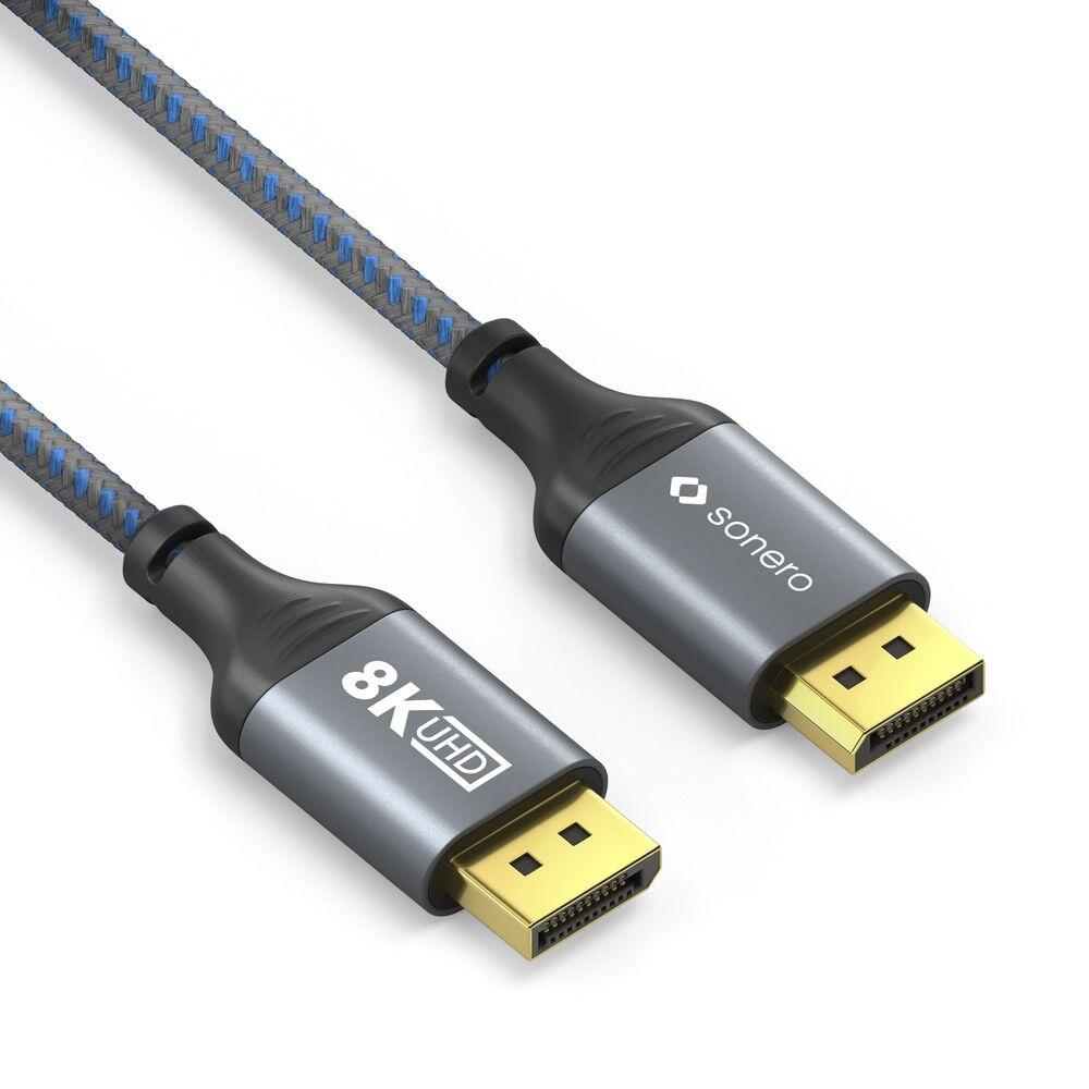 Sonero DisplayPort auf DisplayPort Kabel - 8K60 - grau/blau - 2,00m