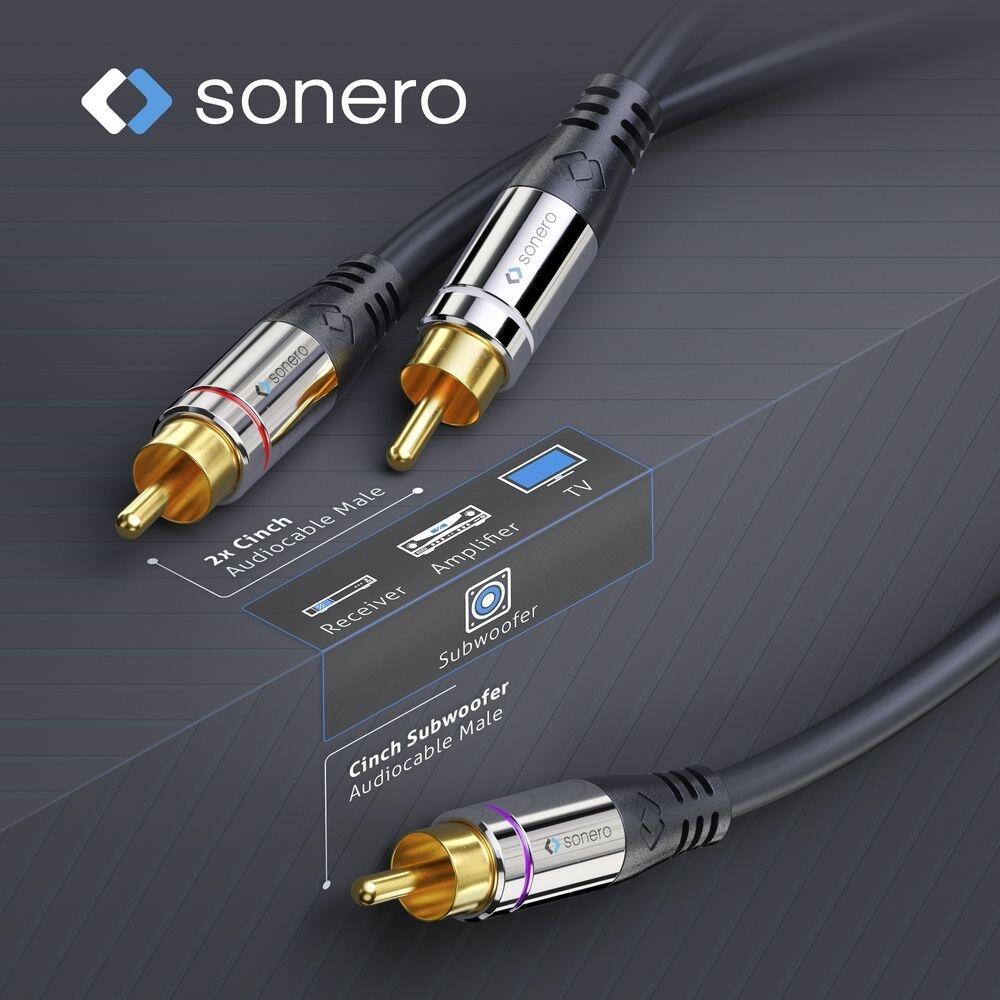 Sonero Cinch auf 2x Cinch Subwoofer Kabel 7,5m