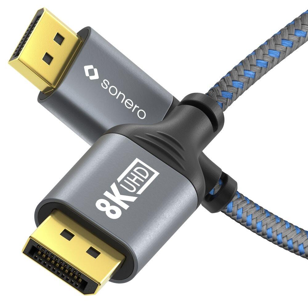Sonero DisplayPort auf DisplayPort Kabel - 8K60 - grau/blau - 2,00m