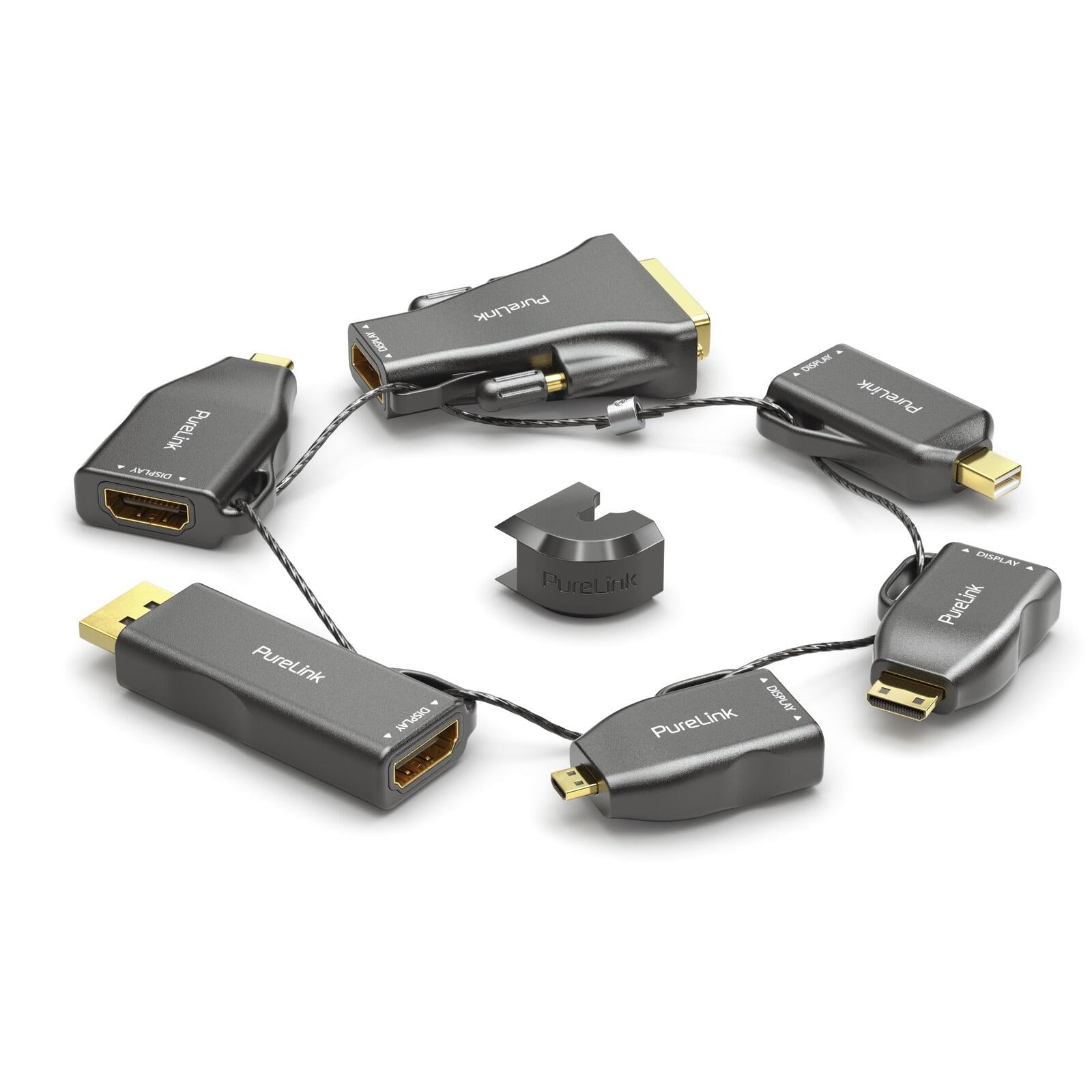 PureLink Adapter Ring Groß - 6x HDMI 4K60Hz - miniDP/DP/USB-C/Mini HDMI/Micro HDMI/DVI > HDMI, gold plated, schwarz