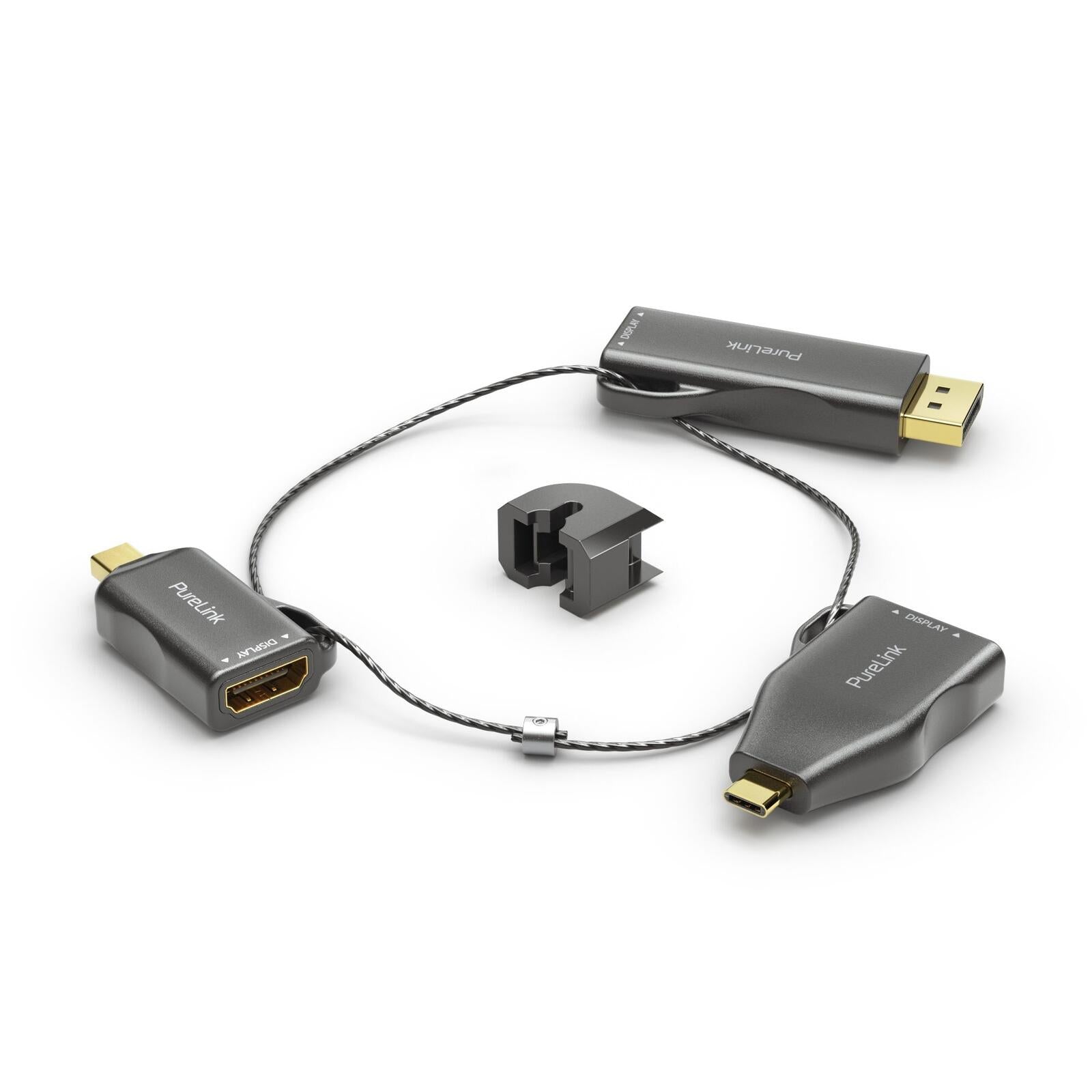 PureLink Adapter Ring Klein - 3x HDMI 4K60Hz - miniDP/DP/USB-C > HDMI, gold plated, schwarz