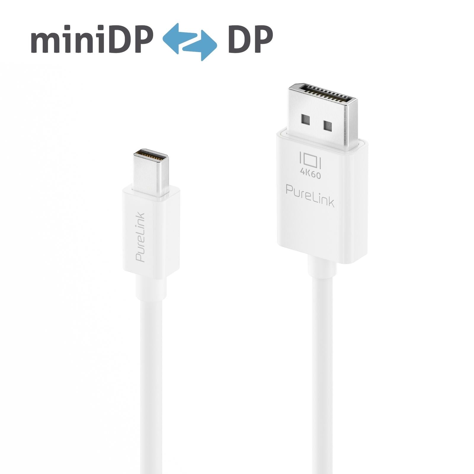 PureLink Mini DisplayPort auf DisplayPort Kabel - 4K60 - iSerie - weiß - 1,50m