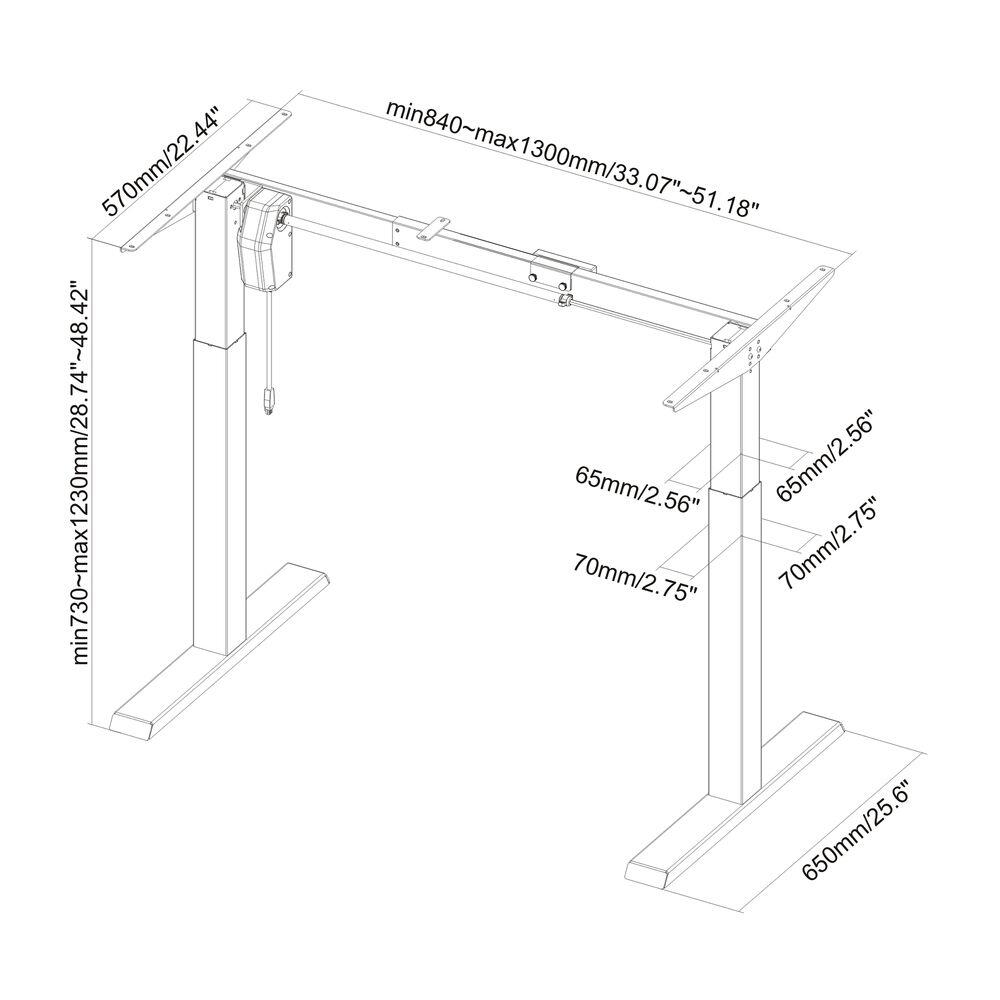 PureMounts Elektrisches Tischgestell, weiß
