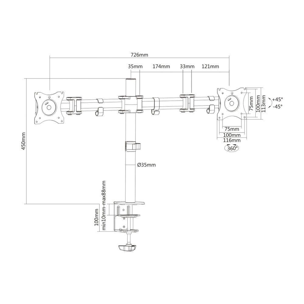 PureMounts Schreibtisch Halterung - 2fach