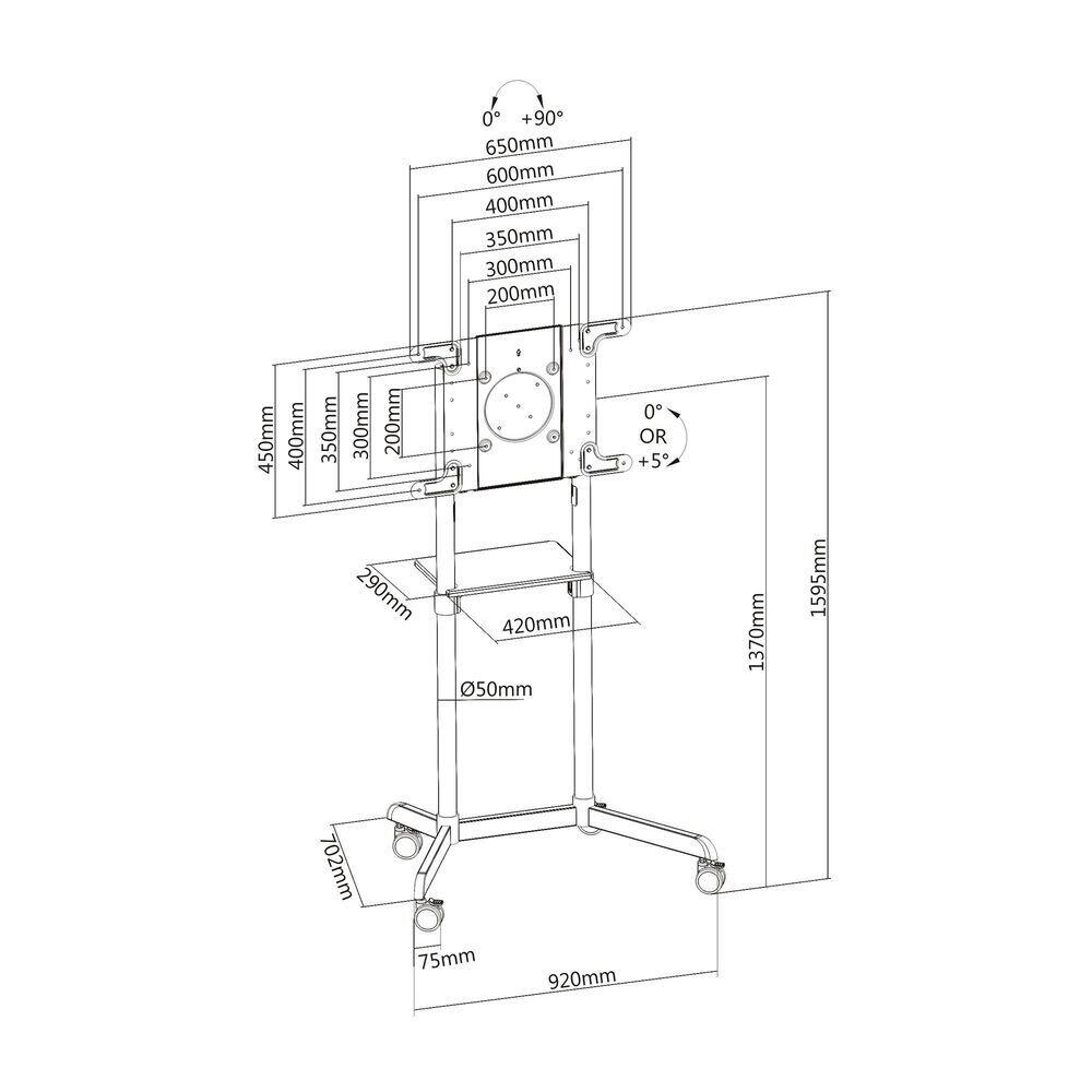 PureMounts Mobiler TV Standfuß, weiß