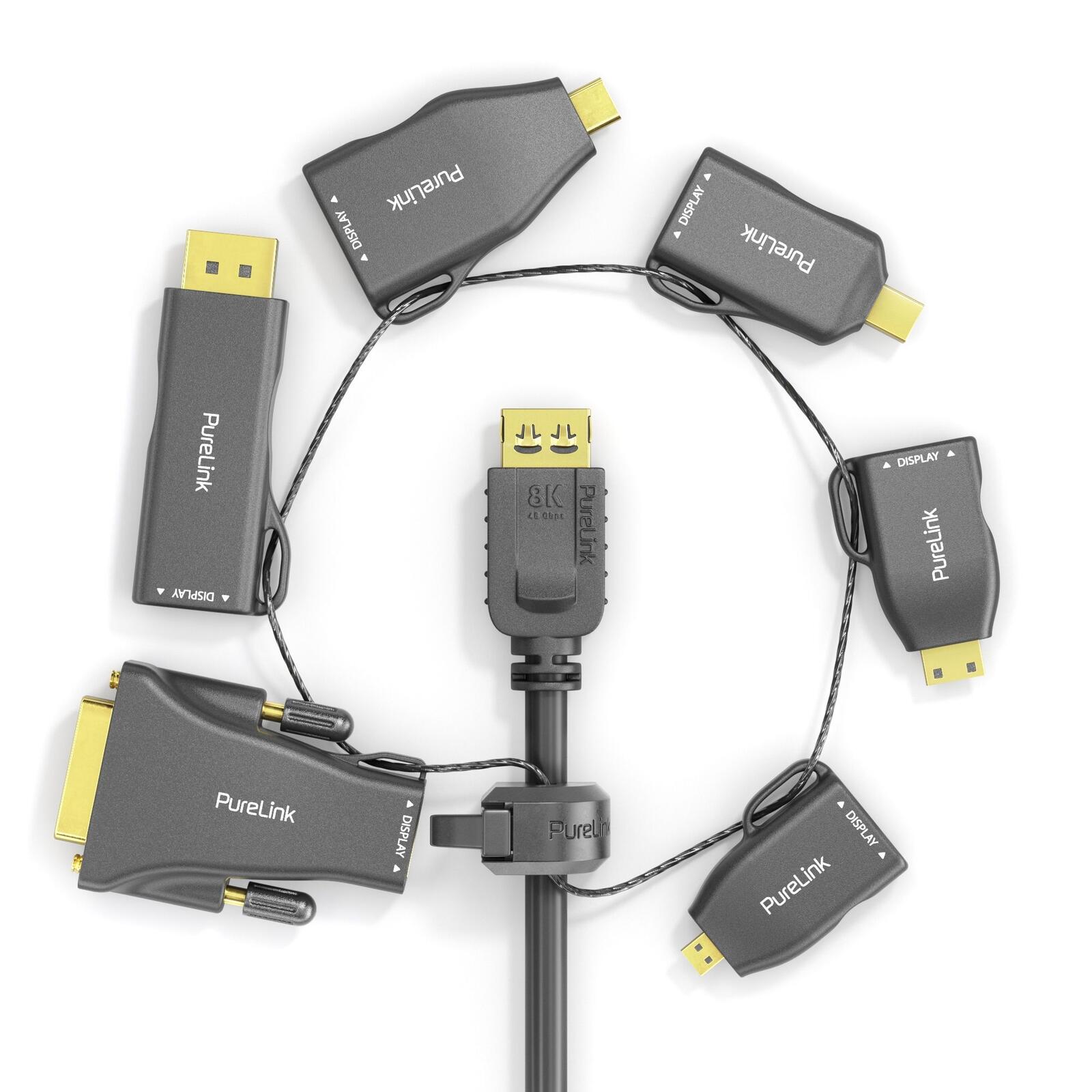 PureLink Adapter Ring Groß - 6x HDMI 4K60Hz - miniDP/DP/USB-C/Mini HDMI/Micro HDMI/DVI > HDMI, gold plated, schwarz