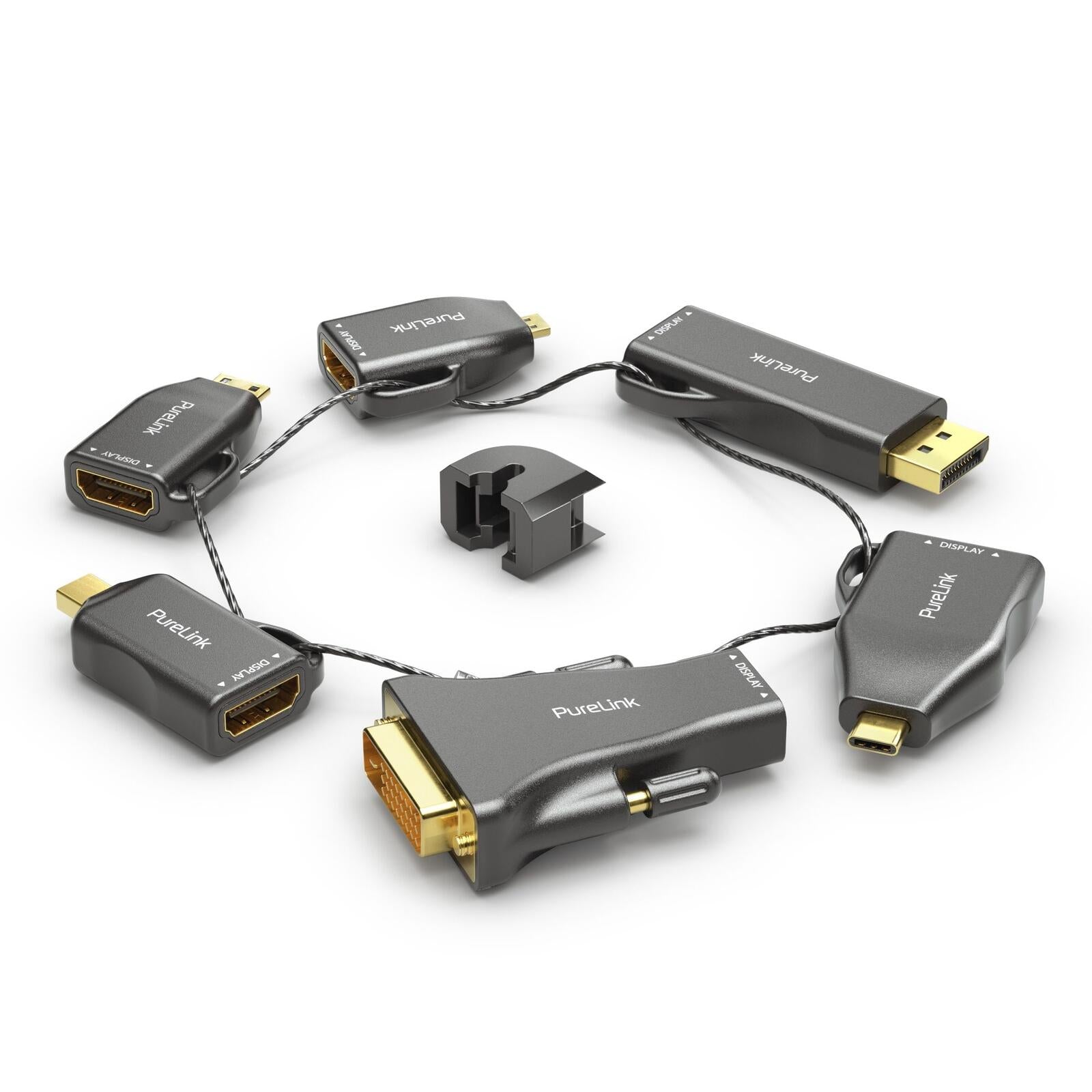 PureLink Adapter Ring Groß - 6x HDMI 4K60Hz - miniDP/DP/USB-C/Mini HDMI/Micro HDMI/DVI > HDMI, gold plated, schwarz