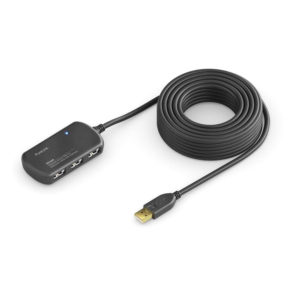 PureLink USB 2.0 Aktiv Verlängerung mit Hub - schwarz - 6,00m