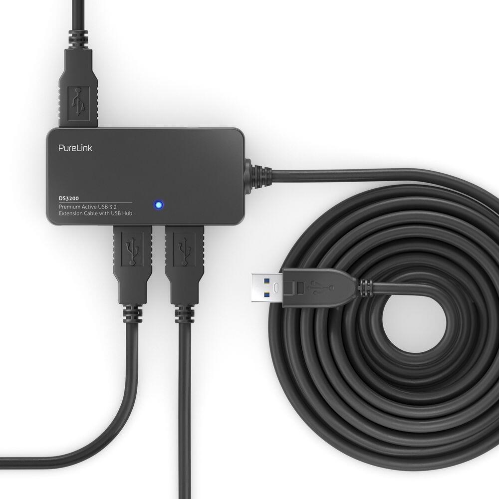 PureLink USB 3.1 Gen.1 Aktiv Verlängerung mit Hub - schwarz - 5,00m