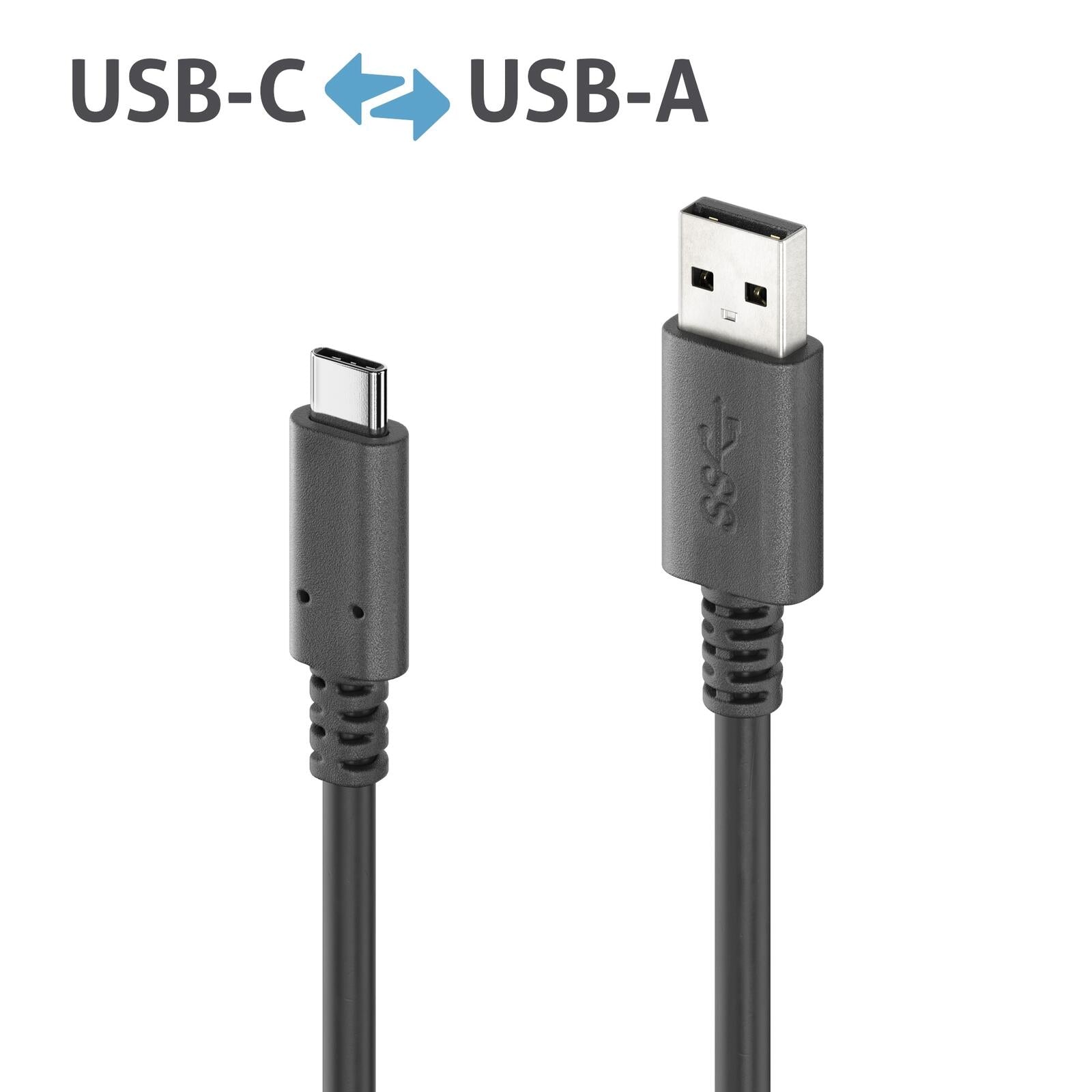 PureLink USB-C auf USB-A Kabel - USB 3.2 Gen1x1, 3A, 5Gbps - PureInstall 1,50m