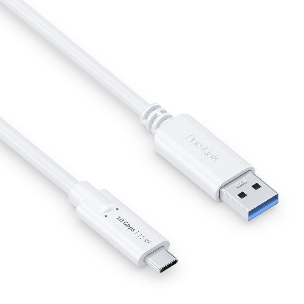 PureLink USB-C auf USB-A Kabel - 3.1 Gen 2, 3A/5V/15W, 10G - iSerie - weiß - 0,50m