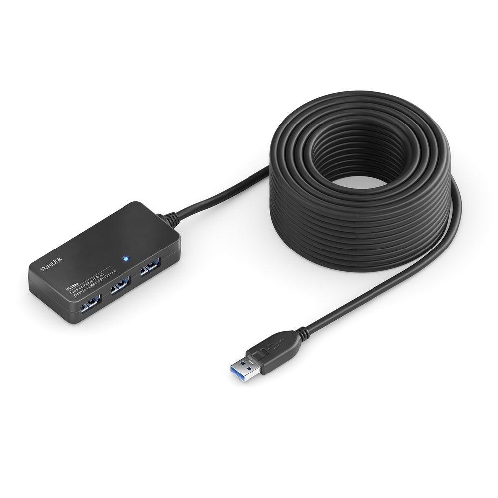 PureLink USB 3.1 Gen.1 Aktiv Verlängerung mit Hub - schwarz - 5,00m