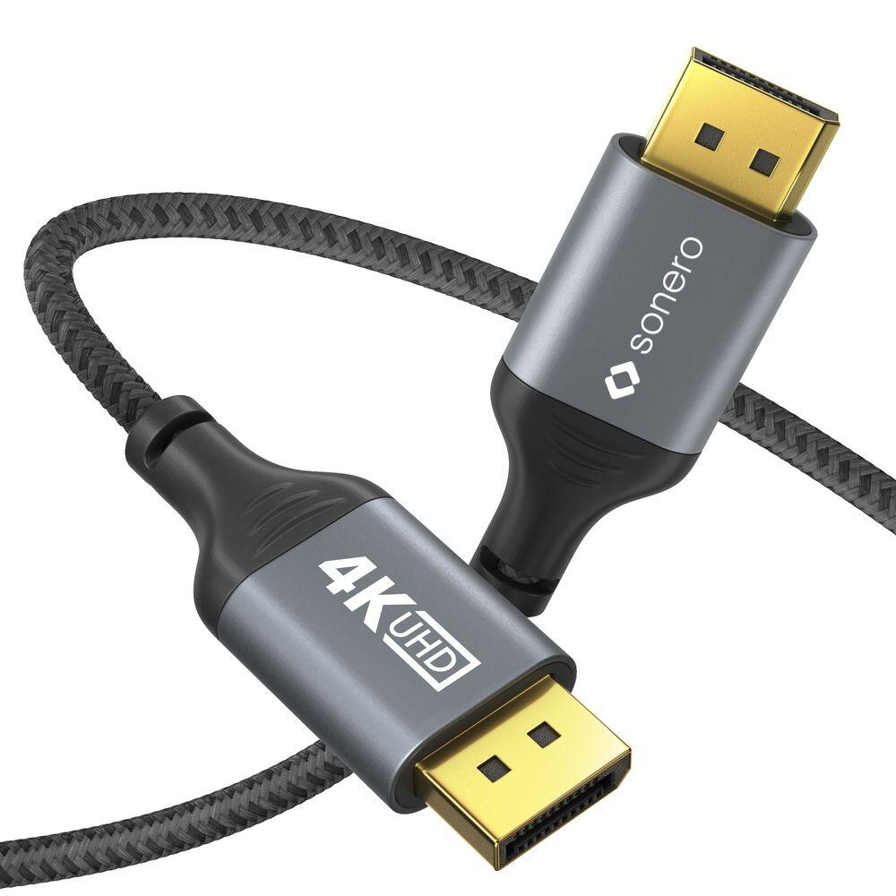 Sonero DisplayPort auf DisplayPort Kabel - 4K60 - grau/schwarz - 2,00m