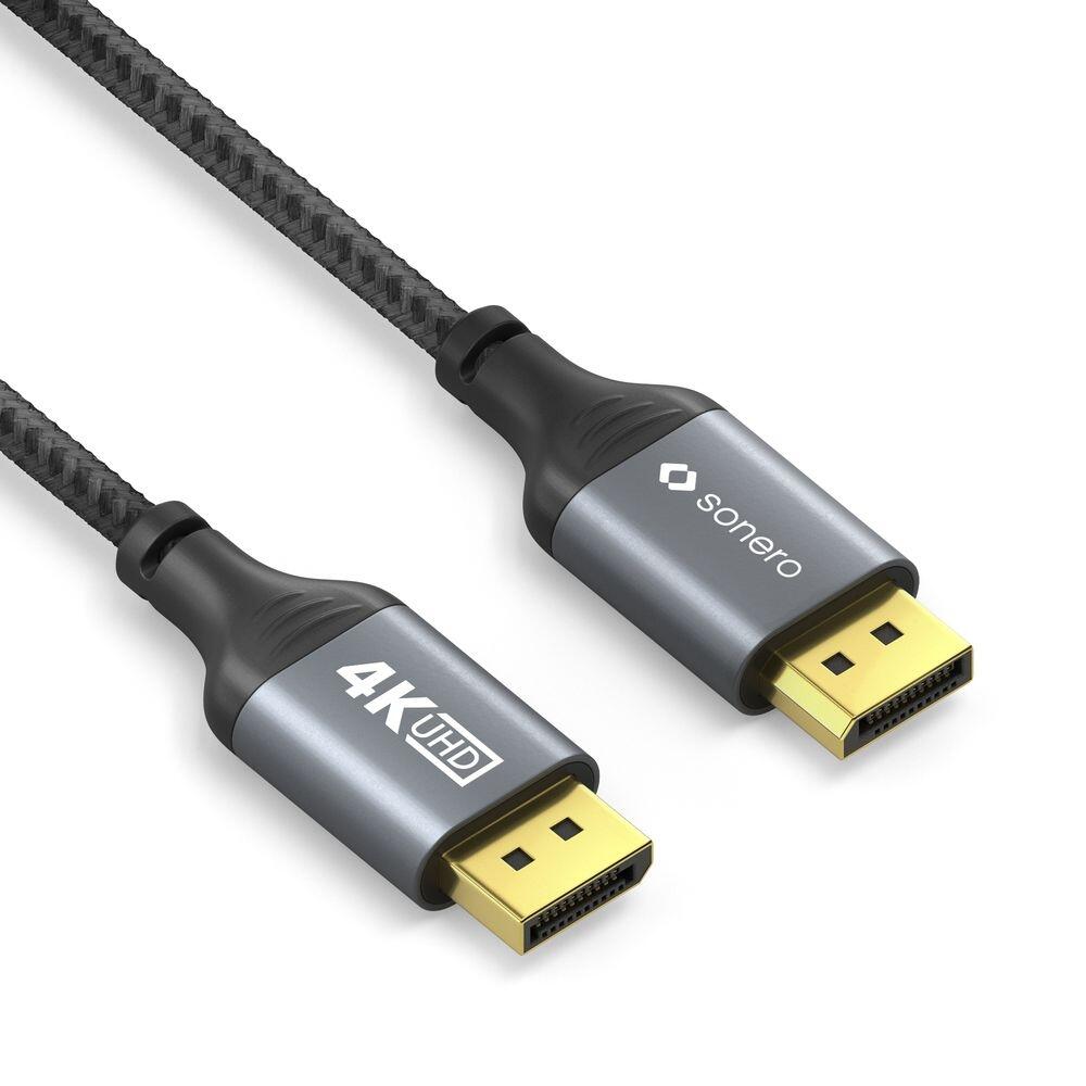 Sonero DisplayPort auf DisplayPort Kabel - 4K60 - grau/schwarz - 2,00m