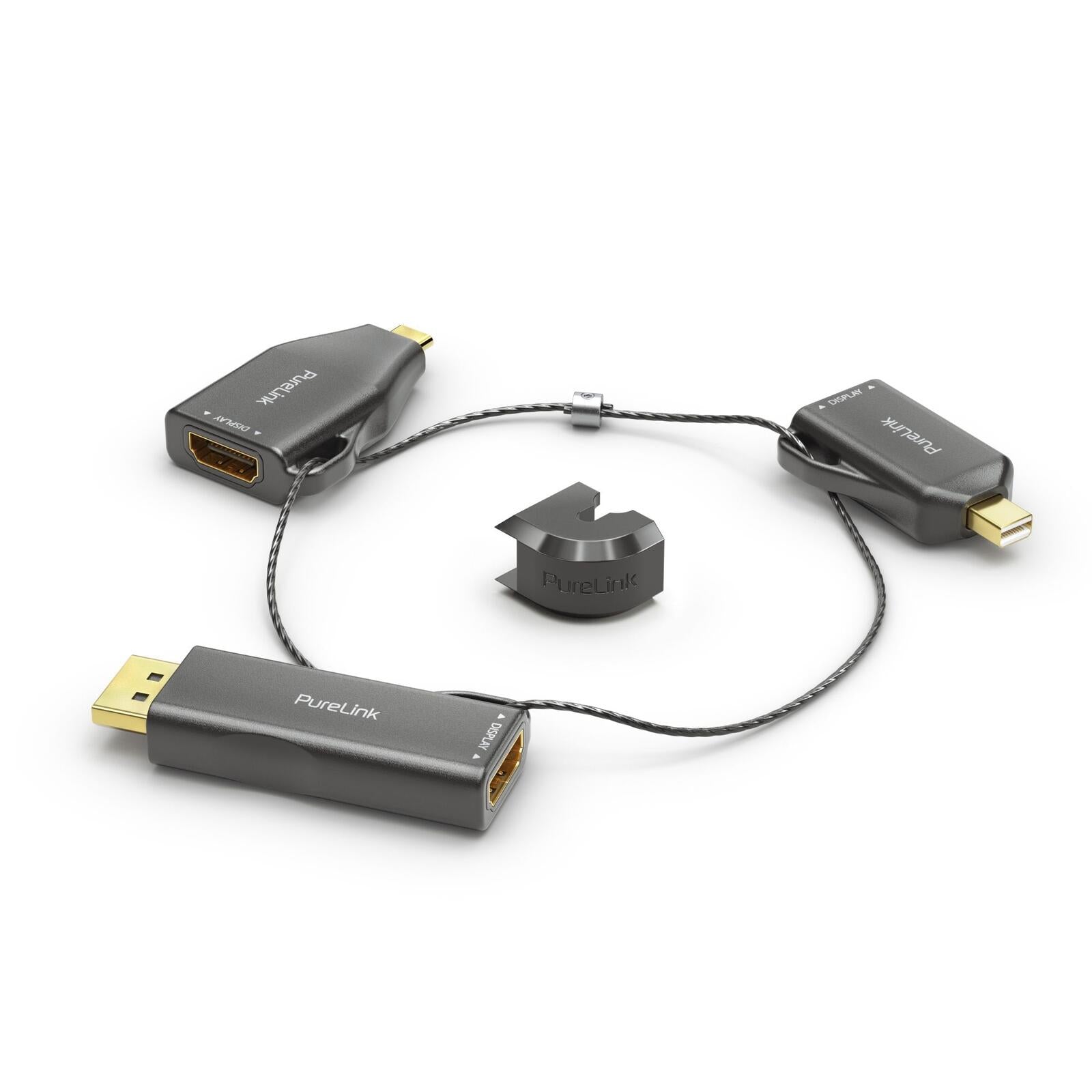 PureLink Adapter Ring Klein - 3x HDMI 4K60Hz - miniDP/DP/USB-C > HDMI, gold plated, schwarz